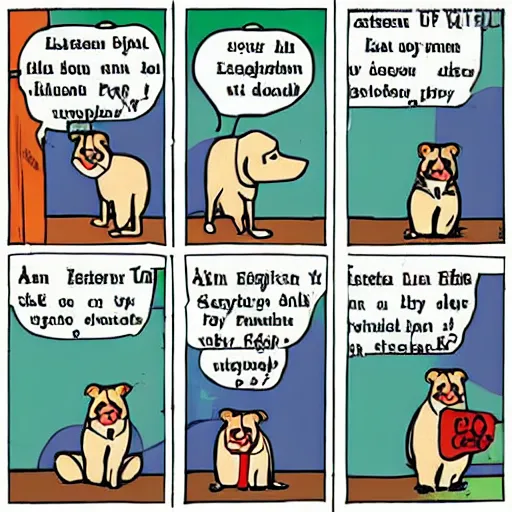 Image similar to eastern european cartoon strip of a miserable unlucky dog
