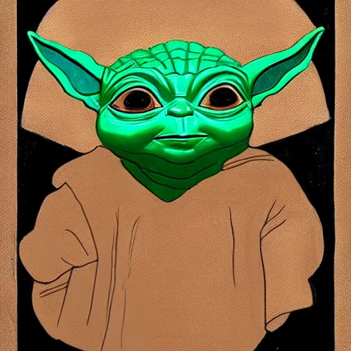 Prompt: baby yoda, ancient egyptian painting style