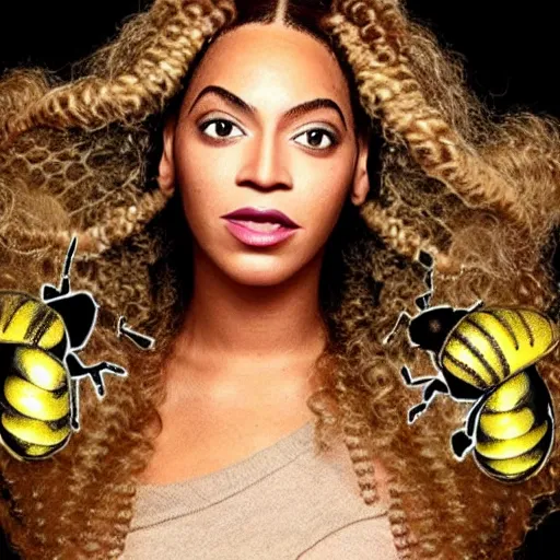 Image similar to bee bee bee with human face beyonce