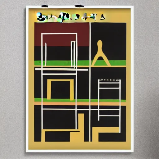 Prompt: midcentury bauhaus art poster