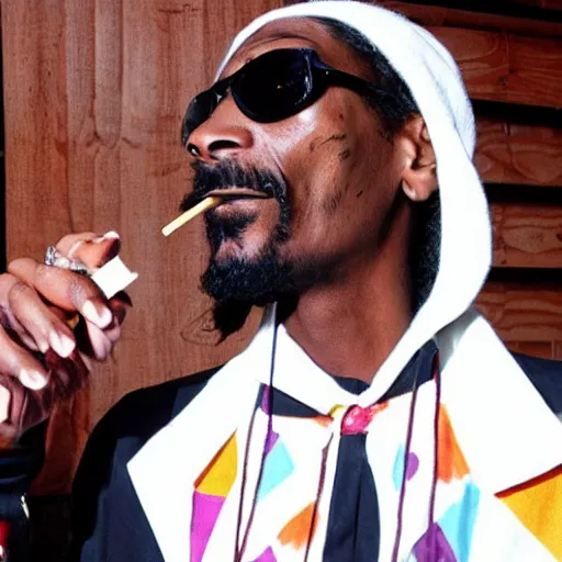 Prompt: snoop dogg smoking an icecream cone