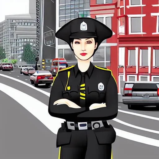Prompt: digital art, traffic policewoman