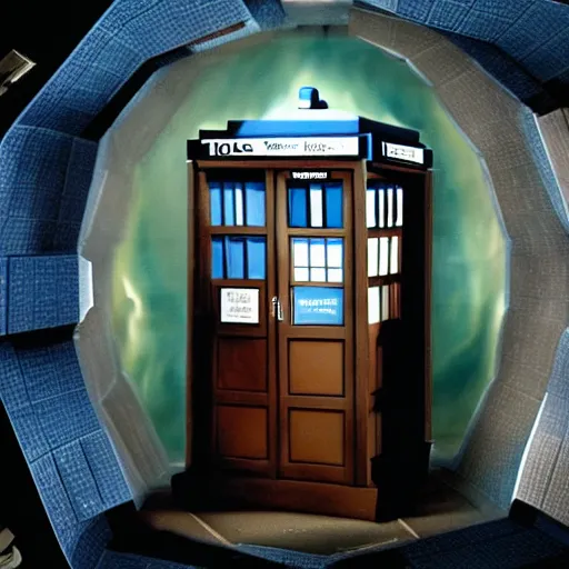 Prompt: The Tardis from Dr.Who crashing in the DeLorean from back to the future in a time tunnel 8k hyperdetailed surrealism