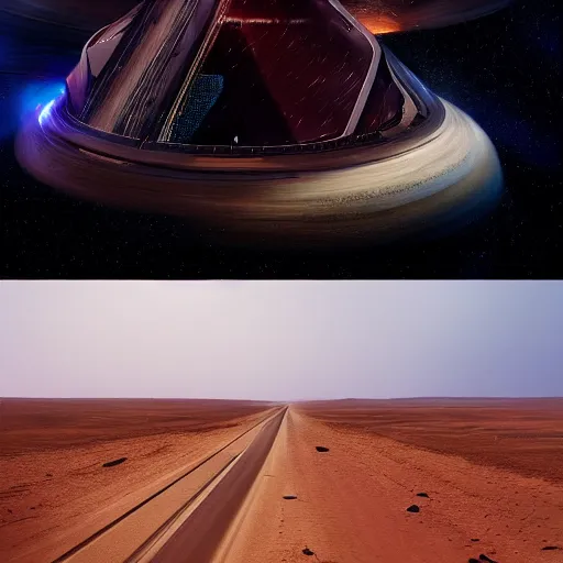 Prompt: interstellar and inception, 8 k resolution incredible digital art trending on artstation a supersonic highway of light that allows you to drive through time into the future, by john philip falter and beeple and 4