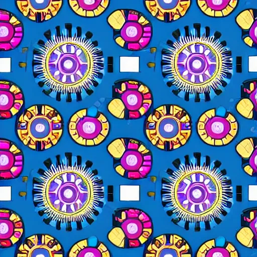 Image similar to seamless pattern showing gears. colorful, aquarel, drawing, white background, seamless, tileable, ornament.