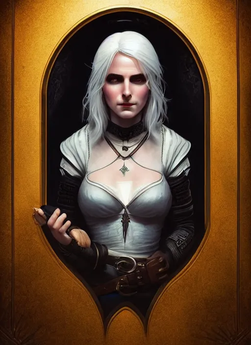 Prompt: symmetry!! portrait of ciri from the witcher, gothic, dark, intricate, elegant, highly detailed, digital painting, artstation, concept art, smooth, sharp focus, illustration, art by artgerm and greg rutkowski and alphonse mucha