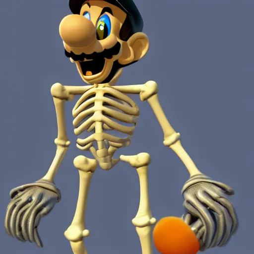 Image similar to A skeleton in the game Super Mario 64, unreal engine, highly detailed, 8k