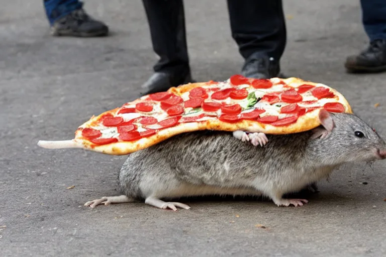 Prompt: emergence of the pizza rat, evolution