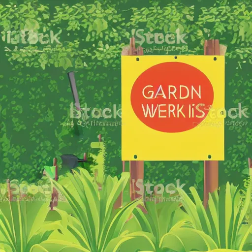 Image similar to sign that indicates that garden work is happening in the zone, vector art