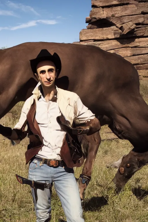 Image similar to Yuval Noah Harari as a cowboy