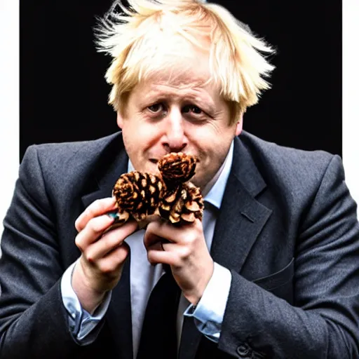 Prompt: Boris Johnson eating a pinecone, hyper realistic, 4K, realistic