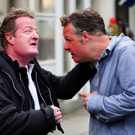 Image similar to piers Morgan beating up a poor man