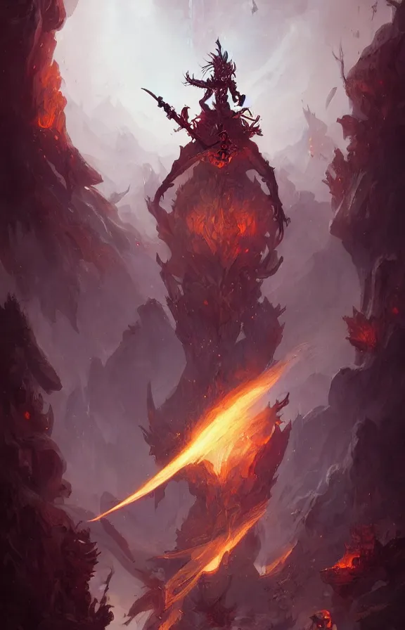 Image similar to the fire thief with sword, dark, peter mohrbacher, hypermaximalist, cinematic, symmetrical, concept art, unreal engine, environment, sharp