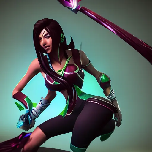 Prompt: 3d render of akali from league of legends by Pablo Perdomo, trending on artstation