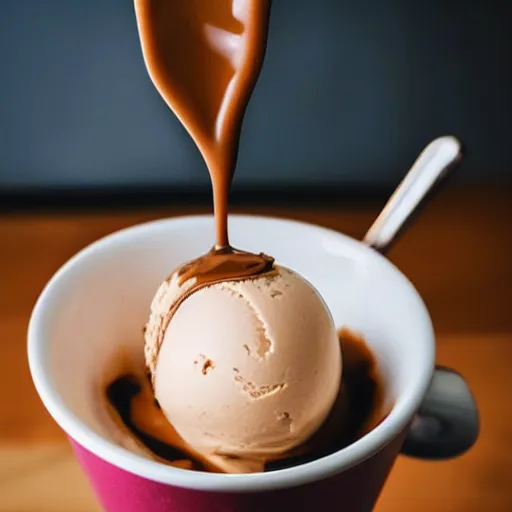 Prompt: photo closeup of coffee ice cream
