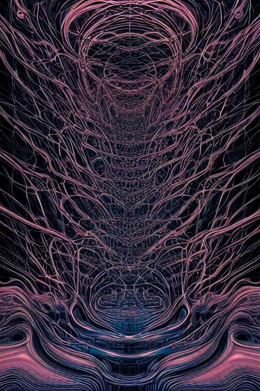 Prompt: Freeform ferrofluids, beautiful dark chaos, swirling black frequency by James Jean and dan mumford