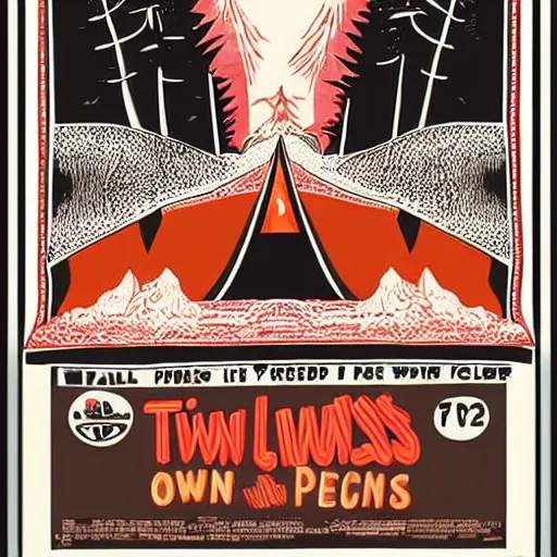 Prompt: twin peaks movie poster designed by Paul laffoley
