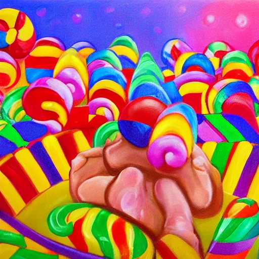 Prompt: candyland oil painting