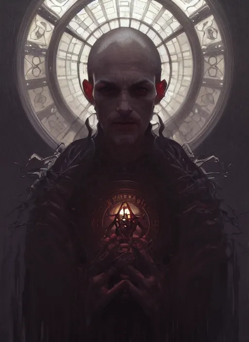 Prompt: symmetry!! portrait of a necromancer, horror, dark moody lights!! intricate, scary, highly detailed, digital painting, artstation, concept art, smooth, sharp focus, illustration, art by greg rutkowski and alphonse mucha