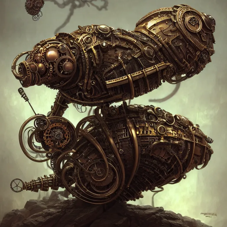 Image similar to steampunk robot scolopendra, 3 d model, unreal engine realistic render, 8 k, micro detail, intricate, elegant, highly detailed, centered, digital painting, artstation, smooth, sharp focus, illustration, artgerm, tomasz alen kopera, wlop