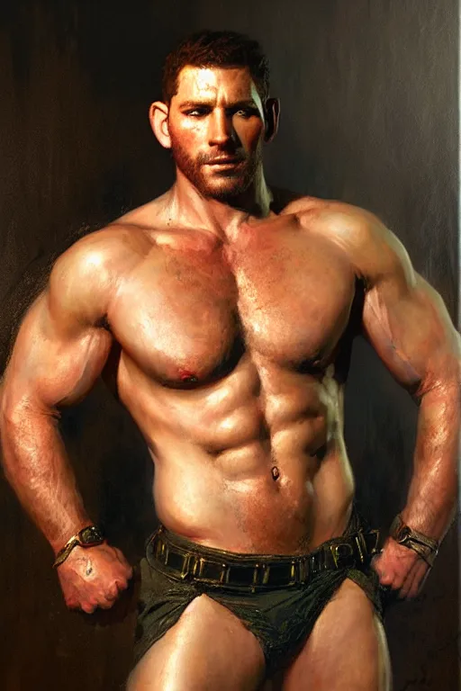 Image similar to chris redfield, painting by gaston bussiere, craig mullins, j. c. leyendecker, tom of finland