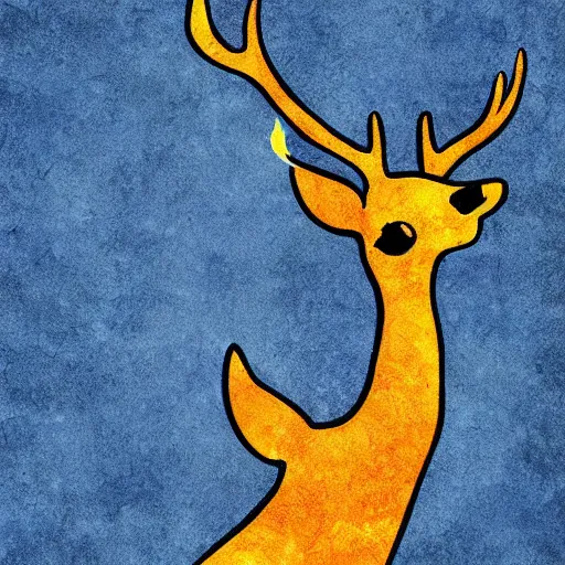 Prompt: deer smoking a cigarette, stylized, artistic, expressive, blue and yellow colors, thick brush strokes