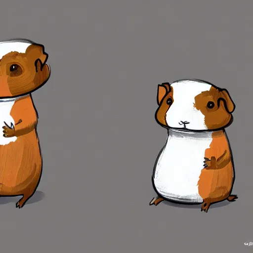 Prompt: class of guinea pigs learning how to use tiny computers, drawing, sketch, trending on artstation,