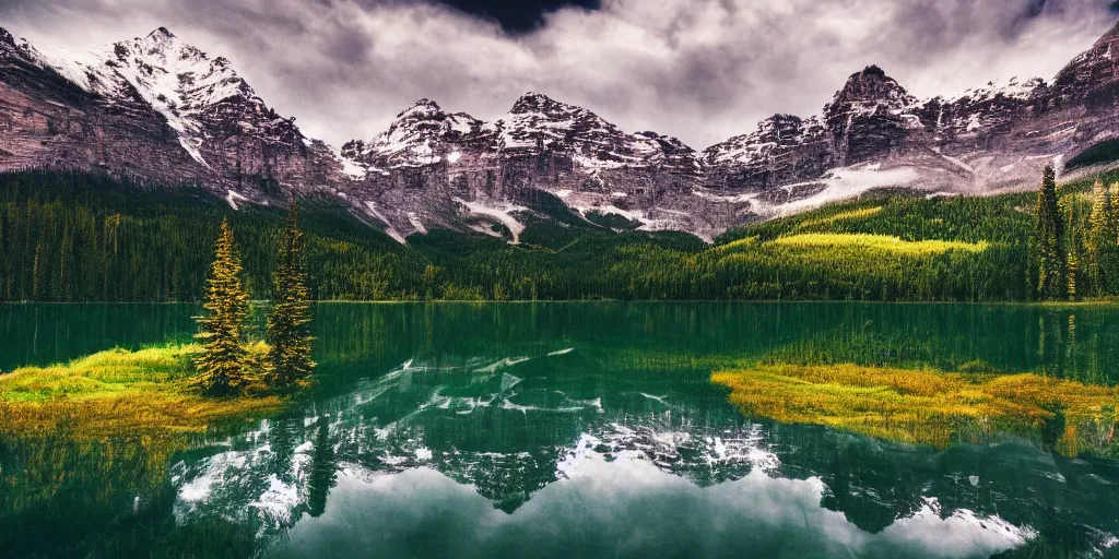 Prompt: wallpaper image of a landscape in canada realistic photography
