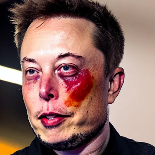 Prompt: elon musk wearing orange facepaint