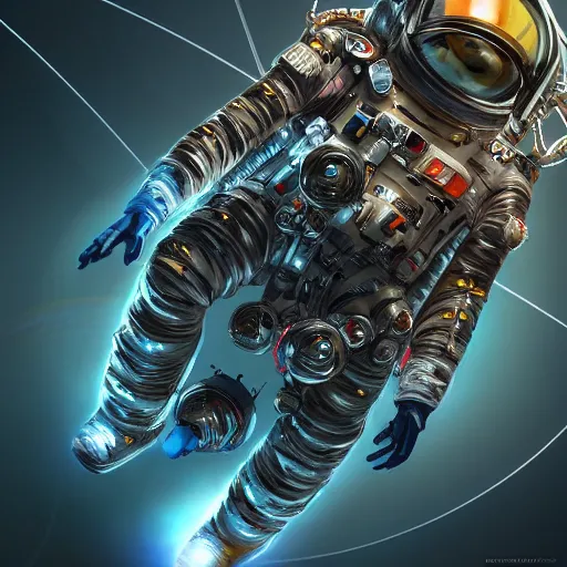 Prompt: an epic portrait of an astronaut entering macroscopic multiverse of atoms madness with a tiny macro spaceship, cinematic lighting, trending on Artstation, highly detailed, insane details