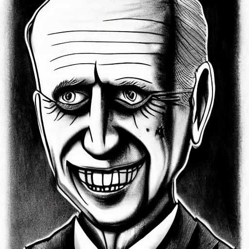 Image similar to grunge drawing of joe biden in the style of corpse bride