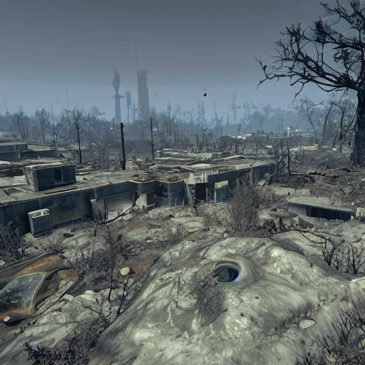 Image similar to the earth in ruins seen from space post - nuclear war in fallout 4, in game screenshot