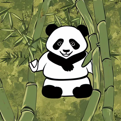 Prompt: Bamboo-eating panda, highly detail, comic style n-3