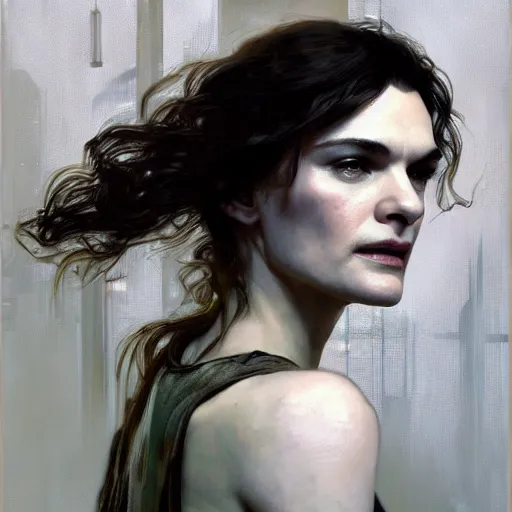 Image similar to rachel weisz, hyperrealistic portrait, bladerunner street, art of elysium by jeremy mann and alphonse mucha, fantasy art, photo realistic, dynamic lighting, artstation, poster, volumetric lighting, very detailed face, 4 k, award winning