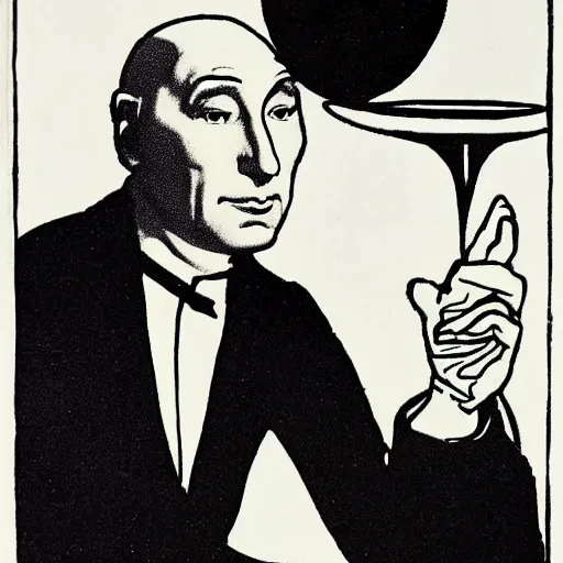 Prompt: jean luc picard by aubrey beardsley,
