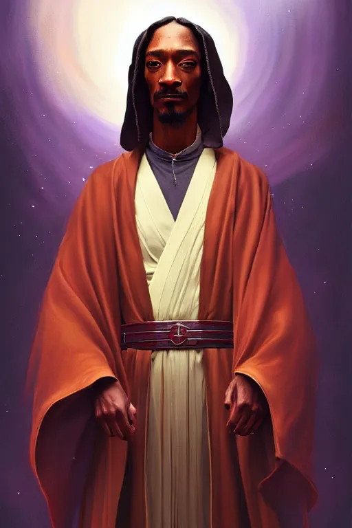 Image similar to breathtaking detailed concept art painting of a jedi snoop dogg, by hsiao - ron cheng, bizarre compositions, exquisite detail, extremely moody lighting, 8 k