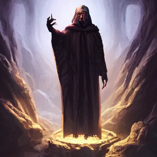 Image similar to elderly male wizard in dark eldritch robes, highly detailed, d & d, fantasy, highly detailed, digital painting, trending on artstation, concept art, sharp focus, illustration, global illumination, shaded, art by artgerm and greg rutkowski and fuji choko and viktoria gavrilenko and hoang lap