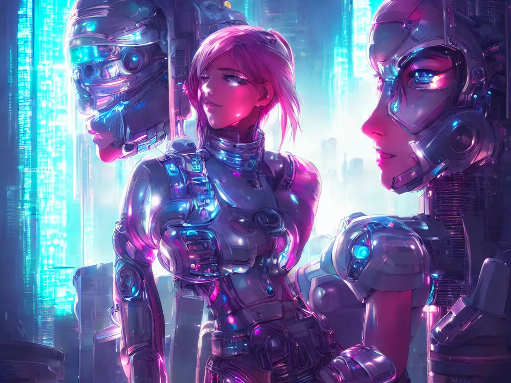 Prompt: portrait anime visual futuristic female cyber warrior, on cyberpunk neon light tokyo rooftop, ssci - fi and fantasy, intricate and very beautiful, concept art, smooth, illustration, art by rossdraws and luxearte and liya nikorov and taekwon kim / a - rang and rongzhen luo
