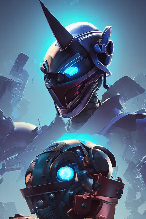 Image similar to epic mask helmet robot ninja portrait stylized as fornite style game design fanart by concept artist gervasio canda, behance hd by jesper ejsing, by rhads, makoto shinkai and lois van baarle, ilya kuvshinov, rossdraws global illumination radiating a glowing aura global illumination ray tracing hdr render in unreal engine 5