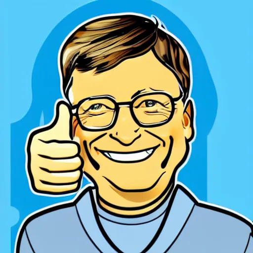 Image similar to sticker illustration of bill gates with thumbs up