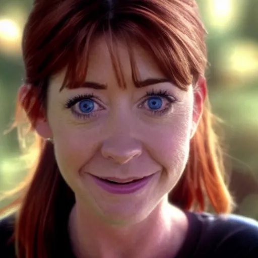 Image similar to alyson hannigan as a biologist, very detailed face