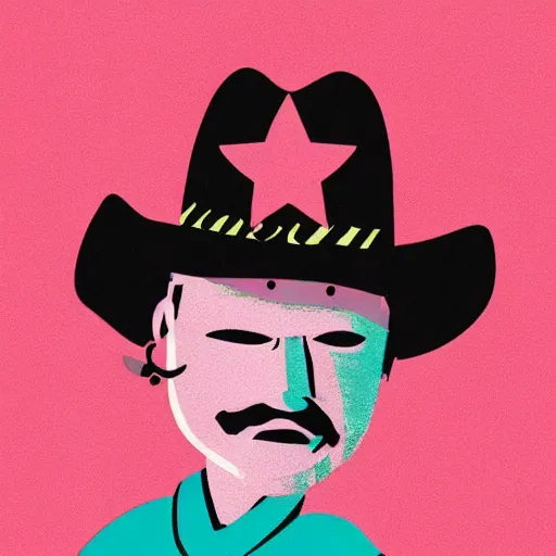 Prompt: Pink cowboy hat, Poster illustration