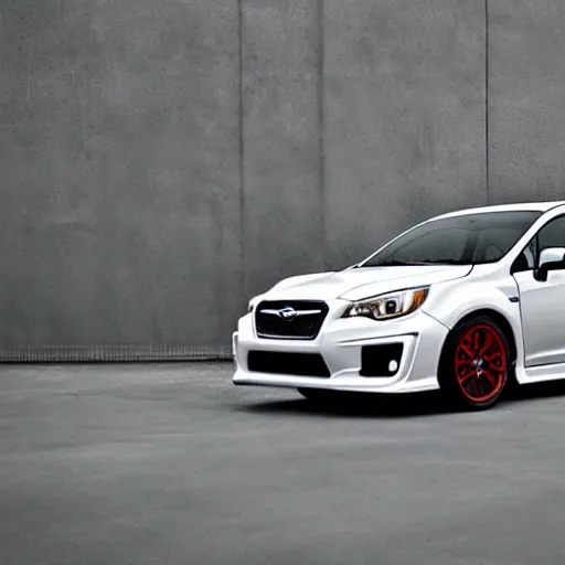 Prompt: a white subaru sti