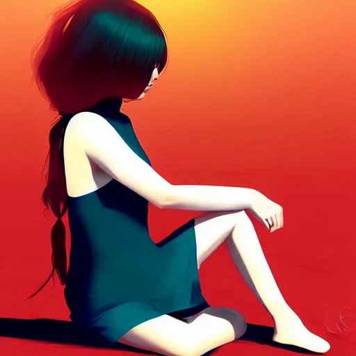 Image similar to poet sitting under the sun digital painting by Ilya Kuvshinov