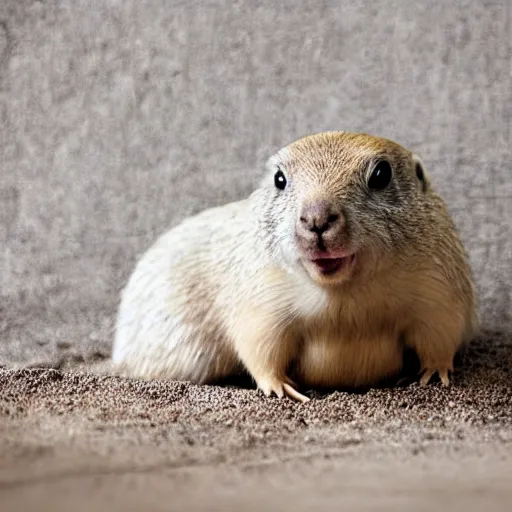 Image similar to singular animal that is white Prairie dog cross white pig cross white Pygmy marmoset, studio photography