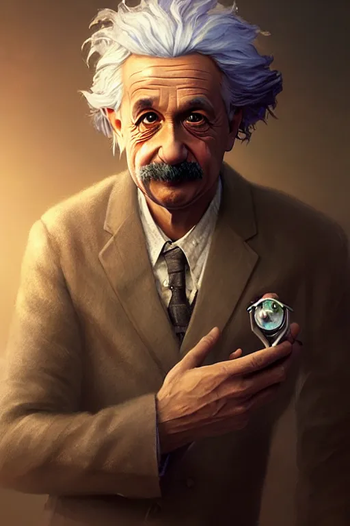 Image similar to highly detailed portrait albert einstein in gta v, stephen bliss, unreal engine, fantasy art by greg rutkowski, loish, rhads, ferdinand knab, makoto shinkai and lois van baarle, ilya kuvshinov, rossdraws, tom bagshaw, global illumination, radiant light, detailed and intricate environment