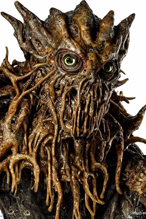 Prompt: photo taken of an epic intricate, ultra detailed, super realistic gritty, wet, slimy, lifelike sculpture of a nightmarish hellish alien ghoulish creature created by weta workshop, zoomed in shots, photorealistic, sharp focus, white wall coloured workshop, cold blueish colour temperture, f 0. 4, face centred, golden ratio, golden hour