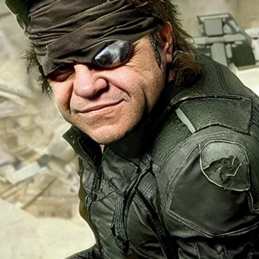 Prompt: danny devito as solid snake in metal gear solid, playstation 1