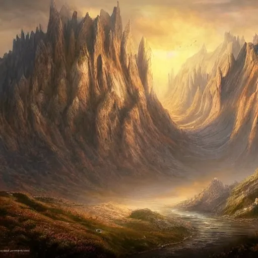 Image similar to A dream fantasy landscape, highly detailed, hyper realistic