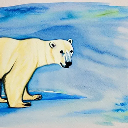 Image similar to a polar bear in water color